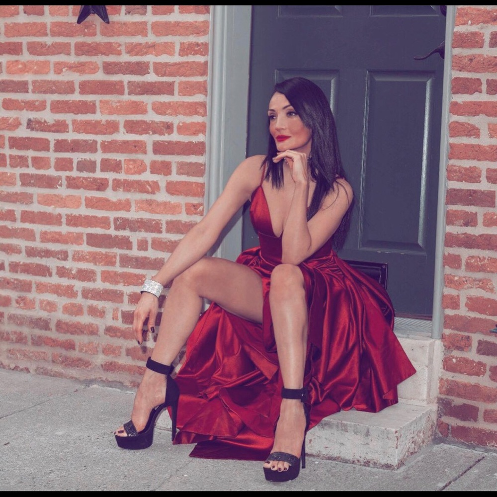 Burgundy Gown by Fame &Partners